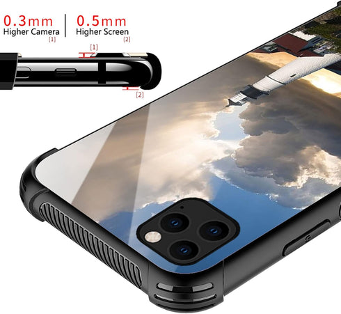 CARLOCA Compatible with iPhone 13 Pro Case,Lighthouse Beacon Clouds Identity Graphic Design Shockproof Anti-Scratch Hard Acrylic Case for iPhone 13 Pro