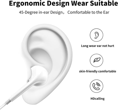 Wired Earbuds, Ultra Clear Calls & No Noise, 3.5mm Headphones with Mic, In-Ear Earphones, Compatible with