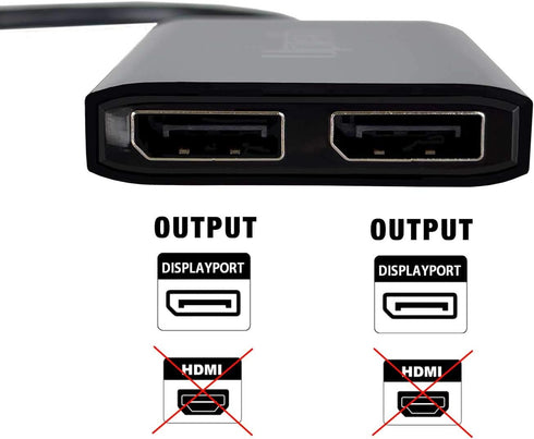 uptab DisplayPort to Dual DisplayPort Adapter 8K Multi Monitor Splitter, Converter Multi-Stream Transport (MST) Hub