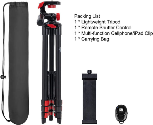 teefeet 53 inch Tablet Tripod Aluminum Tablet & Phone Tripod for iPad Pro/iPhone, Lightweight Travel Stand