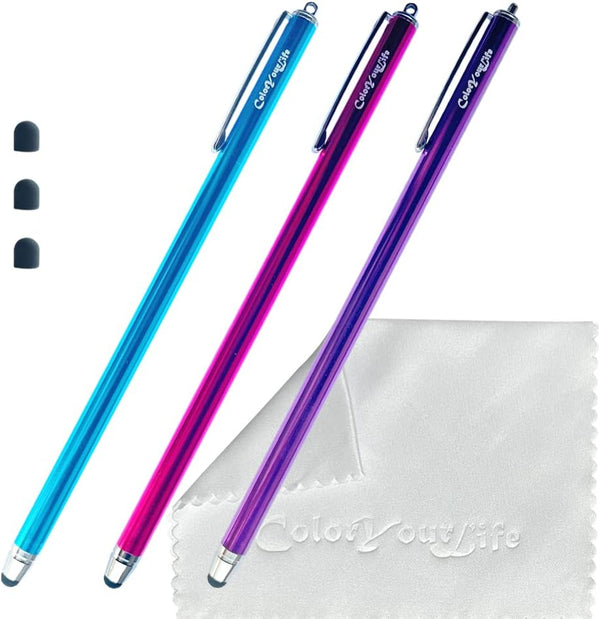 Bundle of 3-Pack 7.3" Extra Long Thin Tip High Precision Universal Capacitive Stylus Pens for Touch Screens