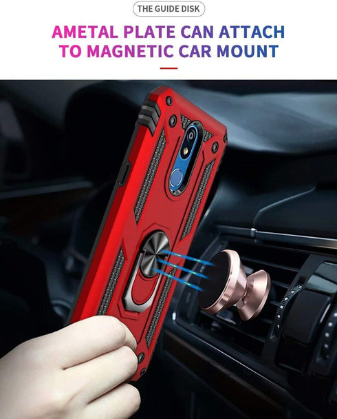 TJS Phone Case for LG Stylo 5/5 Plus/5V/5X, Heavy Duty Defender with Metal Ring Magnetic Support Kickstand