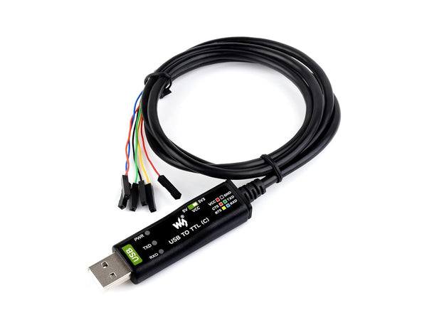 Waveshare Industrial USB to TTL Converter 6pin Serial Cable, Original FT232RNL Chip, Compatible with Linux Android