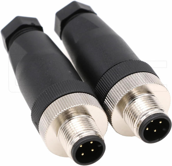 Eonvic M12 4 Pin Male Connector, 12mm A Code Industrial Circular Connector, 2pcs IP67 250V 4A AC/DC Wireable Sensor