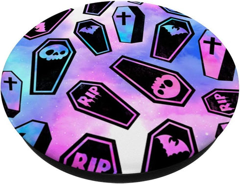 Halloween Coffin Pattern Pastel Goth Celestial Black Gothic PopSockets Swappable PopGrip