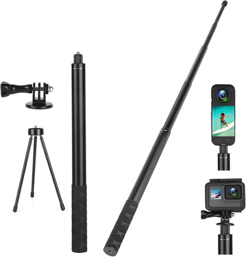 Mippko 61.8 in Invisible Selfie Stick with Tripod Accessory,Compatible with Insta360 X5/X4/X3/X2/One RS/GO