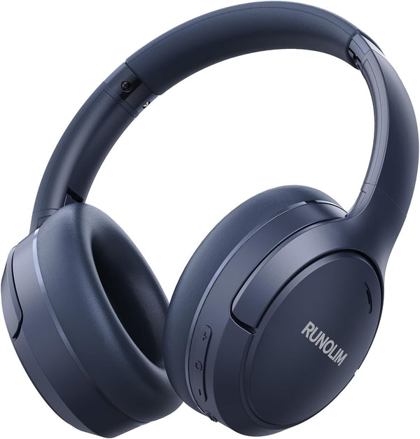 RUNOLIM Hybrid Active Noise Cancelling Headphones, 65H Playtime, Built-in Microphone, Bluetooth Wireless Over Ear
