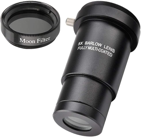 1.25-inch 5X Barlow Lens & Moon Filter Kit for Telescope Eyepieces
