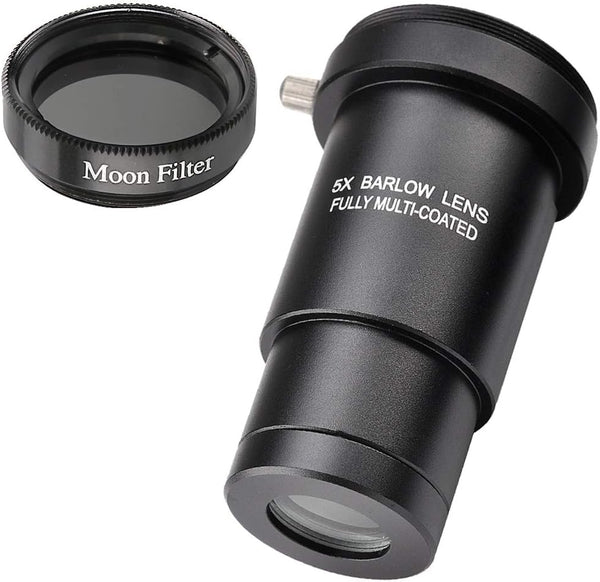 1.25-inch 5X Barlow Lens & Moon Filter Kit for Telescope Eyepieces