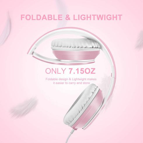 LORELEI X6 Over-Ear Headphones with Microphone, Lightweight Foldable Stereo Bass Headphones for Smartphone Tablet MP3/4