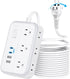 NTONPOWER 25 FT 2 Prong Extension Cord with 1080 Joules Surge Protector, 6 Outlets, 4 USB Ports, Flat Plug