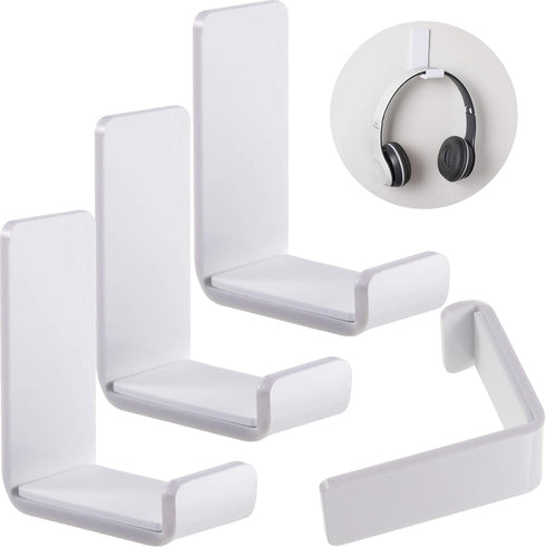 4 Pieces Headphone Hanger Hook Wall Mount with Adhesive Glues, Acrylic Holder for General Purpose Game Headphones