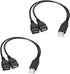 Dual USB Female Jack Y Splitter Charger Cable (2 Pack) - USB 2.0 Adapter for Laptop, Tablet, Smartphone Data & Charging.
