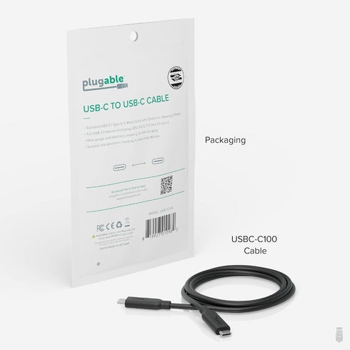 10Gbps 3.3 (1 5A, 3.1 2 Plugable USB C to USB C Cable, feet Meter), USB-IF Certified, USB Gen Type-C - Driverless