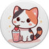 Cute Kawaii Style Calico Cat Drinking Strawberry Milk PopSockets Standard PopGrip