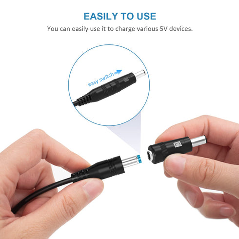 Powseed 5V Universal DC Power Cable, USB to DC Charging Cord with 13pcs Adapter Plugs for Webcam, Router, Power Bank,