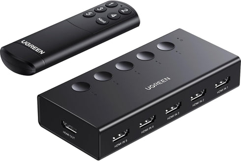 UGREEN HDMI Switch 5 in 1 Out, 4K@60Hz HDMI Splitter with Remote, 5 Port HDMI Switcher Selector for PS5/4/3 Xbox
