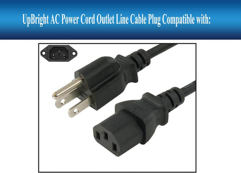 UpBright 3-Prong AC Power Cord Compatible with Monster Rockin' Roller 270 RR270 MNRR270 MCRR270PA 270X Wireless Speaker
