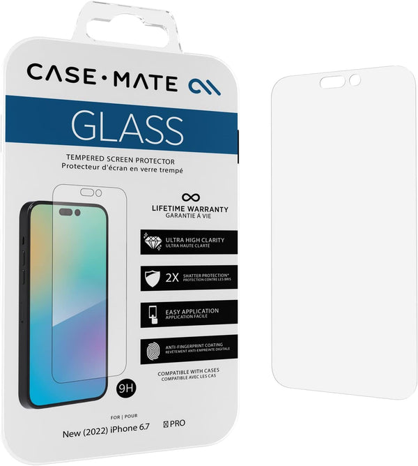 Case-Mate iPhone 14 Pro Max Screen Protector - 6.7 Inch, Anti-Scratch Tempered Glass with Shatter Protection, Easy to