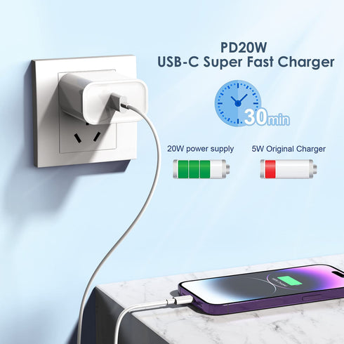 iPhone 15 Fast Charger Block, ?3Pack?20W USB C Wall Charger Super Fast Charging Block for iPhone 15 Pro Max/14/13/12