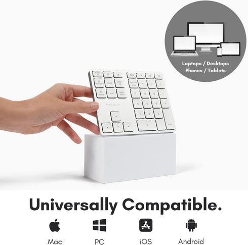 Macally Bluetooth Number Pad for Laptop, Rechargeable Wireless Numeric Keypad, Slim 35 Key Wireless Number Pad for Data