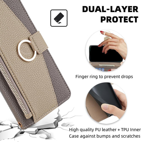 Asuwish iPhone 12 Pro Wallet Case: Gray Flip Cover with Screen Protector, Card Holder, Strap & Stand for Women & Girls.