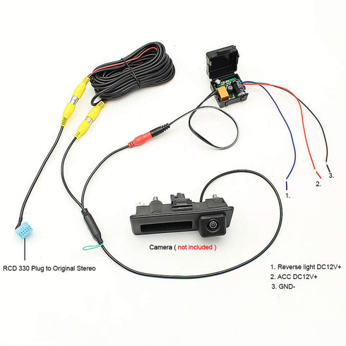 GreenYi Car Rear View Camera Power Delay Timer Relay Filter for VW BMW Benz Audi, RCA Conversion Adapter