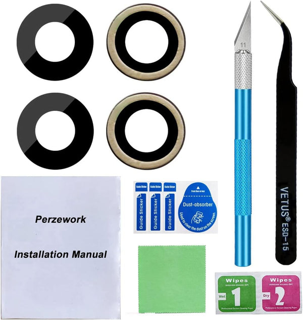 2 Pcs Back Rear Camera Lens Glass Replacement for iPhone XR 6.1 inches with Repairing Toolkit & Pre-Installed Adhesive
