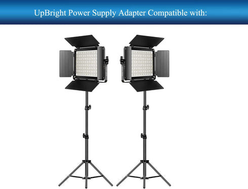 UpBright 12V-15V AC/DC Adapter Compatible with GVM Great Video Maker 520S 560AS 672S 680RS 480LS 480LSG 29W 800D 800D-RGB 40W High Beam Bi-Color LED Video Soft Light Panel XMX-6501EPT Power Charger