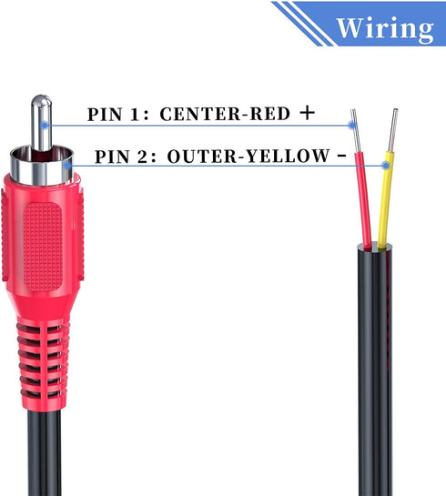 RCA to Speaker Wire, 18AWG 2 Pack 6ft RCA Male Plug Adapter to Bare Cable Open End, UIInosoo Audio Cable - Red and Black