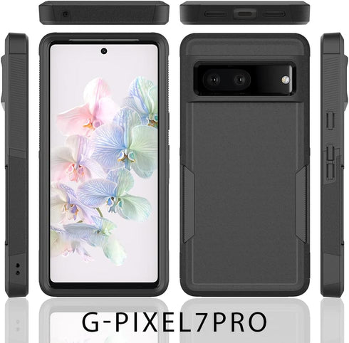 Jeylly for Google Pixel 7 Pro Case, Slim Fit Full Body Hybrid Shockproof Silicone Bumper Hard Cover