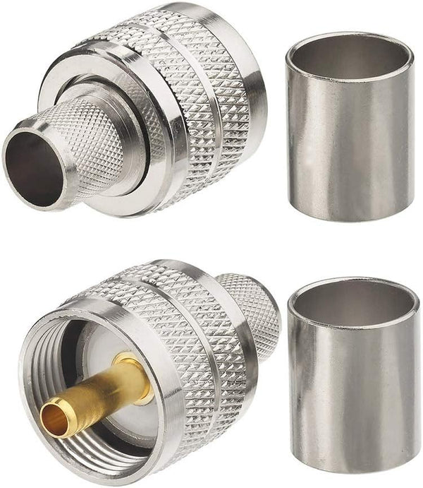 wlaniot PL259 Crimp Connector, 2pcs Male Connector for LMR-400 RG-213 CB Ham Radio Antenna