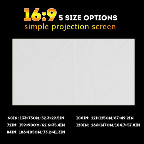 Projector Screen, 16:9 HD Portable Outdoor Screen, Foldable Small Movie Projector Screen for Indoor Outdoor