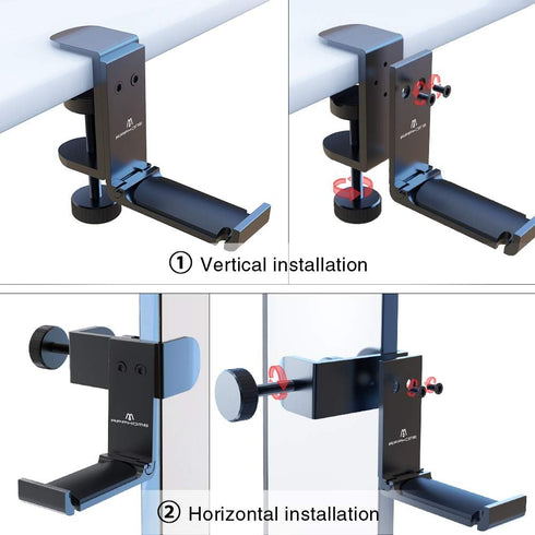 Headphone Hook Desk, Foldable Headset Holder Clamp Hanger Mount with Built-in Cable Clip Organizer