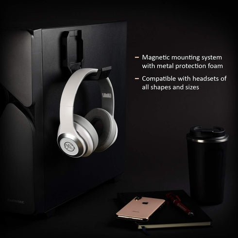 Enermax Magnetic Mounting Headset Holder with Metal Protection Foam, Compatible with All Headphones