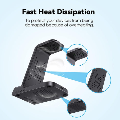 Wireless Charger for Samsung with Clock, 3 in 1 Charging Station for Samsung Galaxy S24 Ultra/S23 Ultra/Z Flip 6/5/Fold