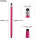 MECCANIXITY 5pcs Stylus Pens for Touch Screens, Dual Rubber Tips Capacitive Universal Tablet Pen, Rose Red