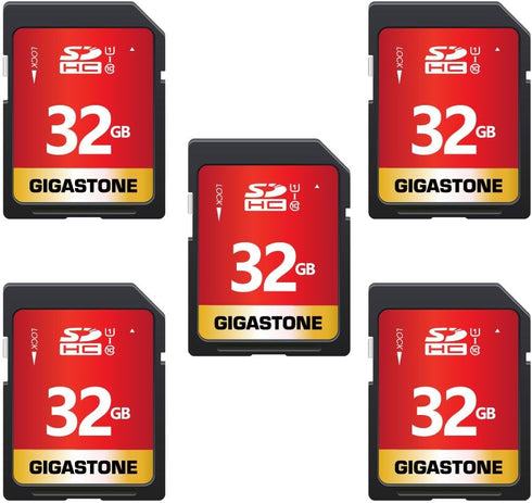 GIGASTONE 32GB 5-Pack SD Card, UHS-I U1 Class 10 SDHC Memory Card for Canon Nikon Sony Pentax Kodak Olympus Panasonic,