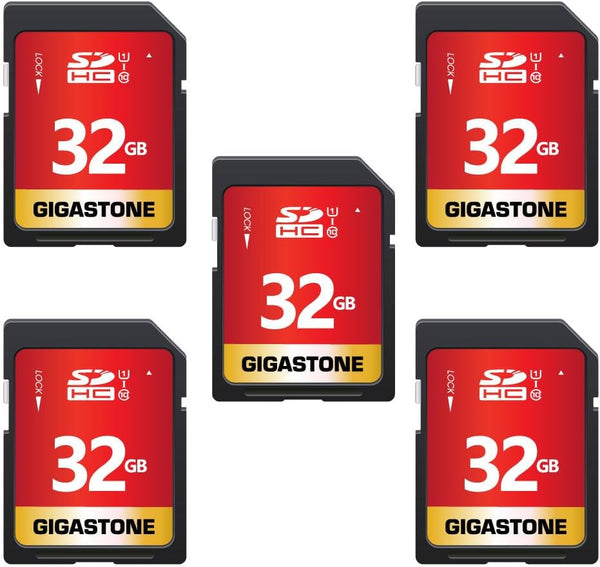 GIGASTONE 32GB 5-Pack SD Card, UHS-I U1 Class 10 SDHC Memory Card for Canon Nikon Sony Pentax Kodak Olympus Panasonic,