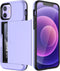 JETech iPhone 12/12 Pro Wallet Case (6.1") - Purple, Dual Layer Shockproof, Card Holder, Sliding Hidden Slot.