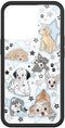 Wildflower Cases Puppy Party Case for Apple iPhone 13 Pro | Trendy Blue, Dogs, White, Protective Black Bumper, 4ft Drop