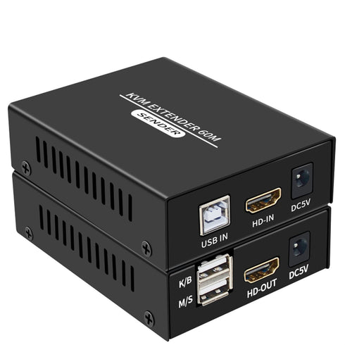 XYKJOBC 60M HDMI KVM Extender Over Cat5e Cat6 1080P HDMI USB KVM Extender