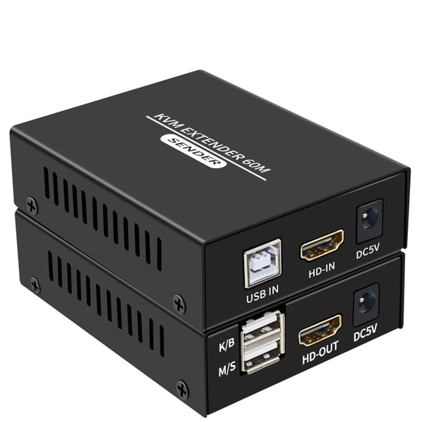 XYKJOBC 60M HDMI KVM Extender Over Cat5e Cat6 1080P HDMI USB KVM Extender