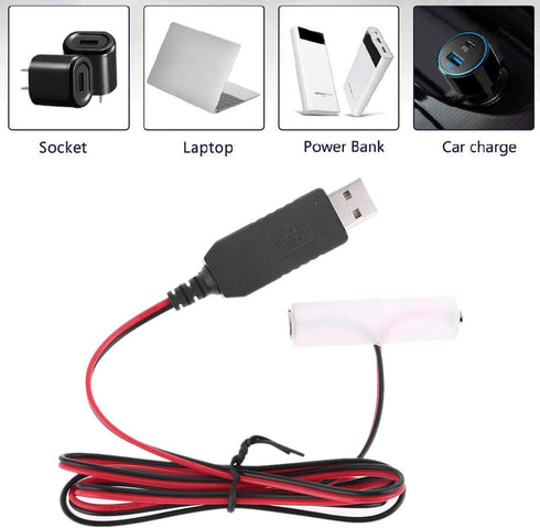 T-HOT AA Battery Eliminator Power Supply Adapter, 1m USB Power Supply Cable, 1.5V - 6V, Replace 1 to 4pcs AA Battery