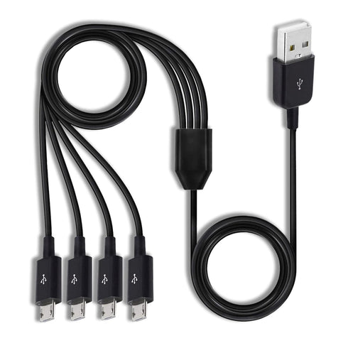 Herfair 4-in-1 Micro USB Splitter Cable, 1.64ft USB 2.0 Type A Male to 4 Micro USB Male for Data Sync/Charge, Black