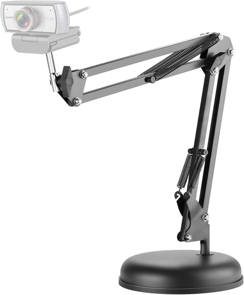 Spedal Desktop Webcam Stand with Weighted Round Base, Adjustable Scissor Arm Camera Mount