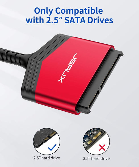 JSAUX SATA to USB A Cable, USB A 3.0 to 2.5” SATA III Hard Drive Adapter for SSD/HDD Data Transfer