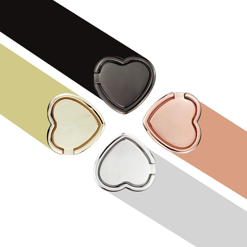 2 Packs Love Heart Shaped Cell Phone Ring Holder Stand, 360 Degree Rotation Finger Ring Kickstand with Polished Metal