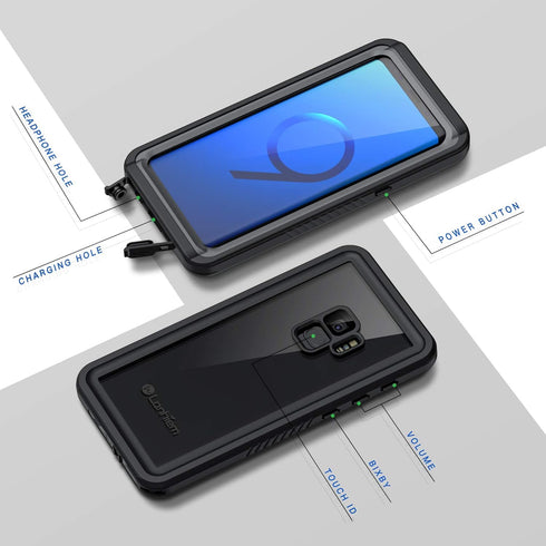Lanhiem for Samsung Galaxy S9 Case - IP68 Waterproof Dustproof with Built-in Screen Protector