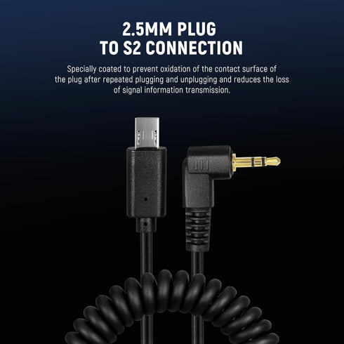 NEEWER 2.5mm to S2 Remote Shutter Release Cable for Sony A1, A9 II, A9, A7R V/IV, A7S III, A99 II, and More